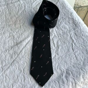 Valentino Cravatte 100% Silk  Men's Neck Tie Made in Italy Black Red Vintage